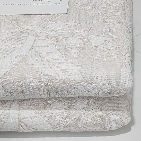 Envogue Shabby Chic Birds Flowers Embossed Jacquard Tablecloth Ivory 60x84Oblong - Picture 4 of 11